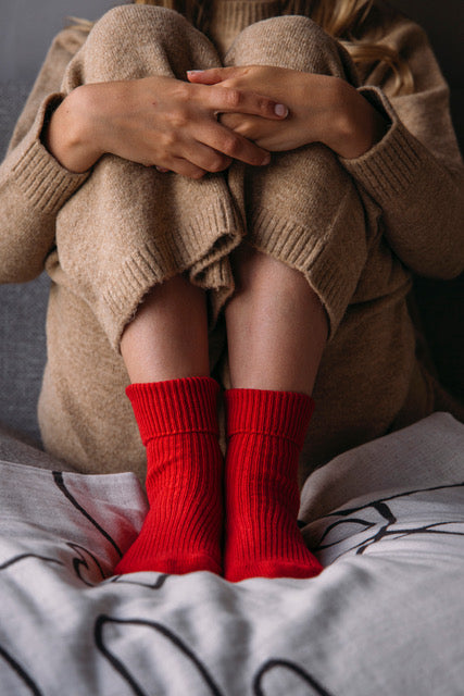 Cashmere Bed Socks, Regal Red