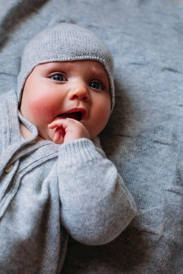Cashmere Baby Bonnet, Earl Grey