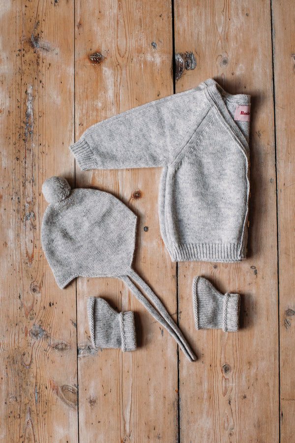 Cashmere Baby Bonnet, Earl Grey