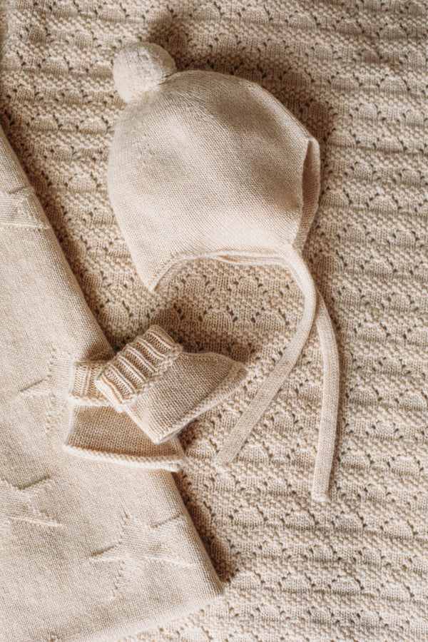 Cashmere Baby Bonnet, Ivory