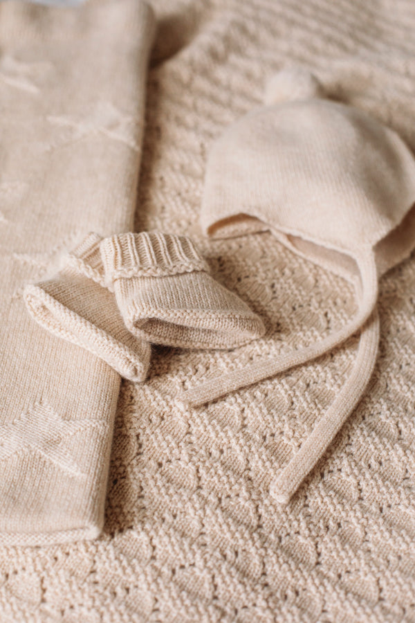 Cashmere Baby Bonnet, Ivory