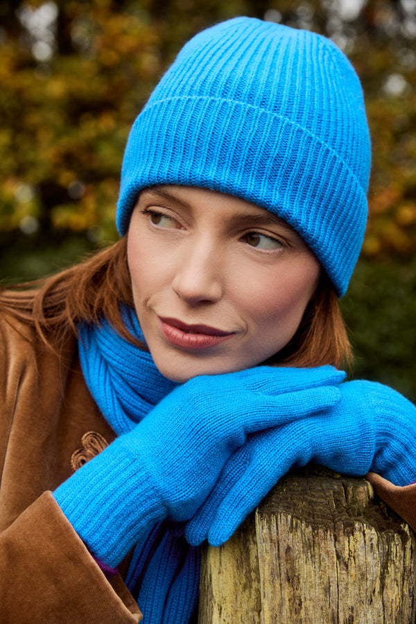 Women's Cashmere Gloves, Hawaiian Blue