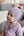 Cashmere Baby Bonnet, Lupin with Chianti Pom