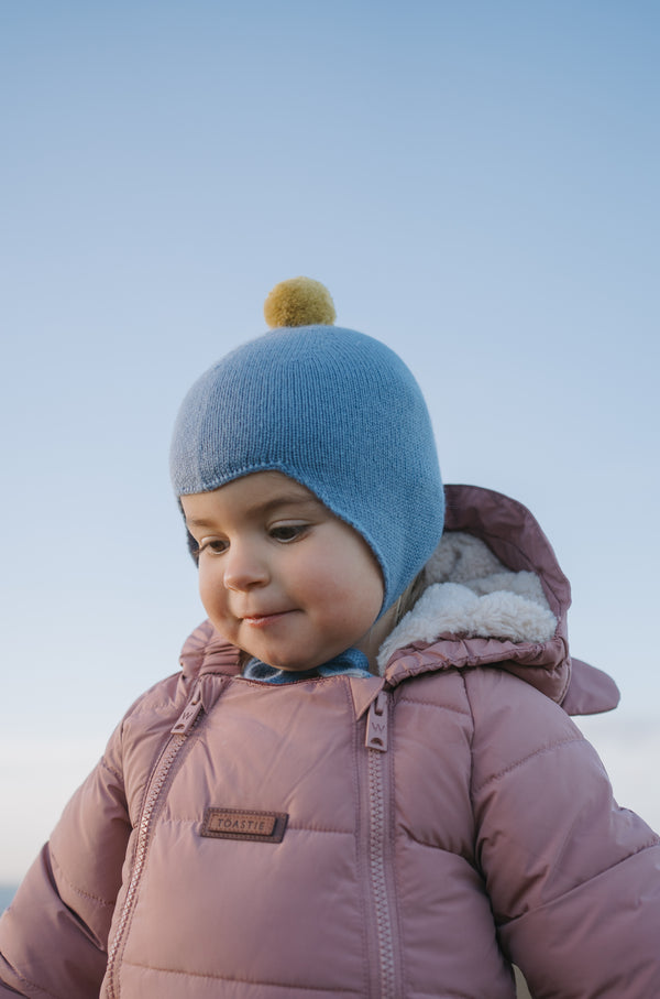 Cashmere Baby Bonnet, Mermaid with Gold Dust Pom