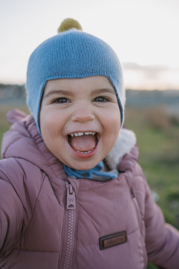 Cashmere Baby Bonnet, Mermaid with Gold Dust Pom