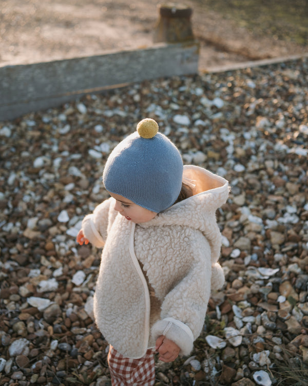 Cashmere Baby Bonnet, Mermaid with Gold Dust Pom