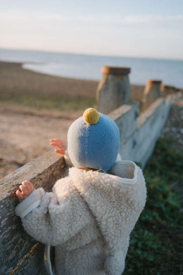 Cashmere Baby Bonnet, Mermaid with Gold Dust Pom