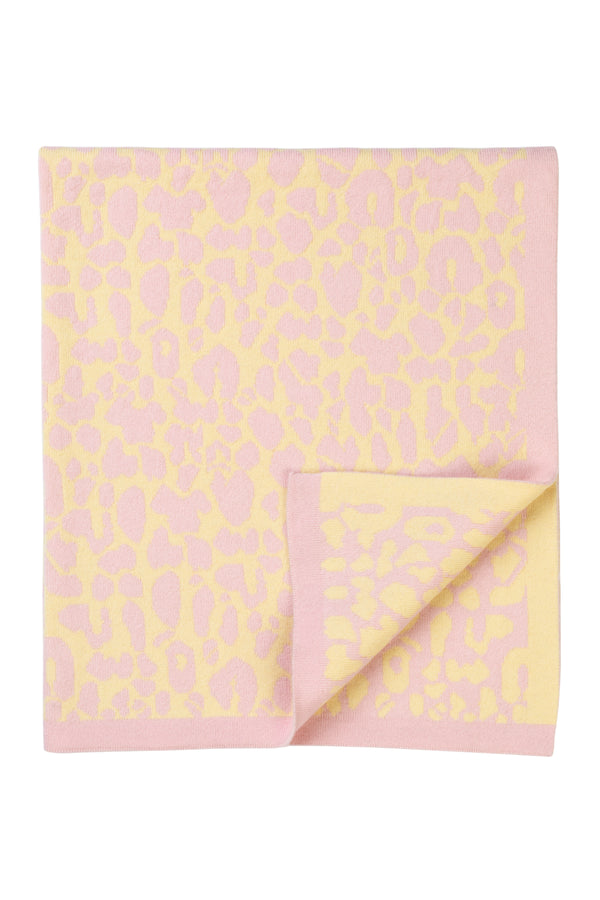 Cashmere Leopard Baby Blanket, Marshmallow + Lemon