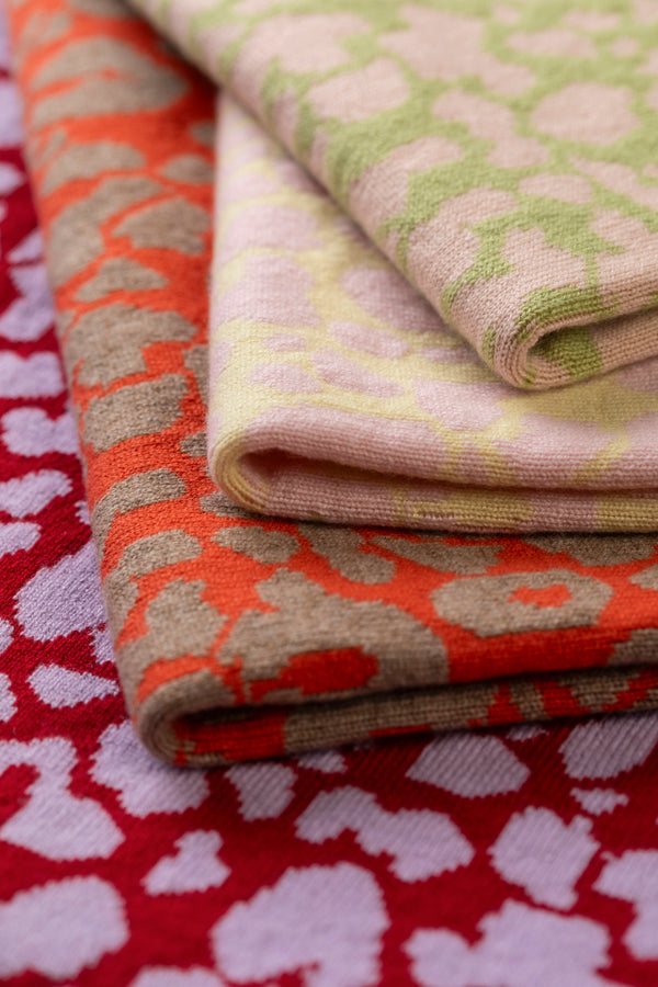 Cashmere Leopard Baby Blanket, Marshmallow + Lemon