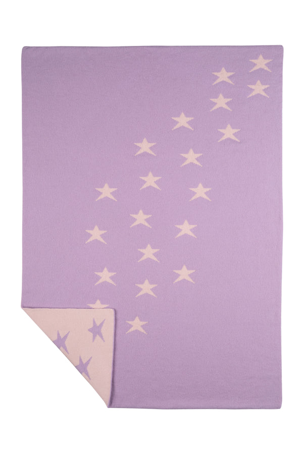 Two-Colour Star Cashmere Baby Blanket, Lupin + Marshmallow