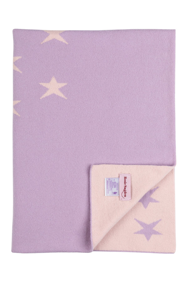 Two-Colour Star Cashmere Baby Blanket, Lupin + Marshmallow