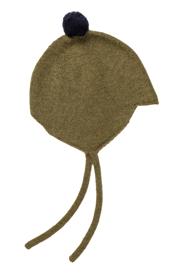 Cashmere Baby Bonnet, Moorland with Blackberry Pom