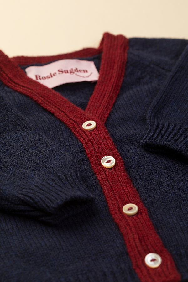 Baby + Children's Contrast-Trim Cashmere Cardigan, Blackberry + Jam