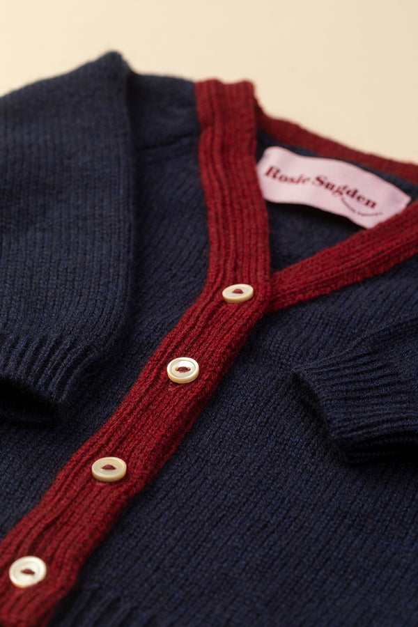 Baby + Children's Contrast-Trim Cashmere Cardigan, Blackberry + Jam