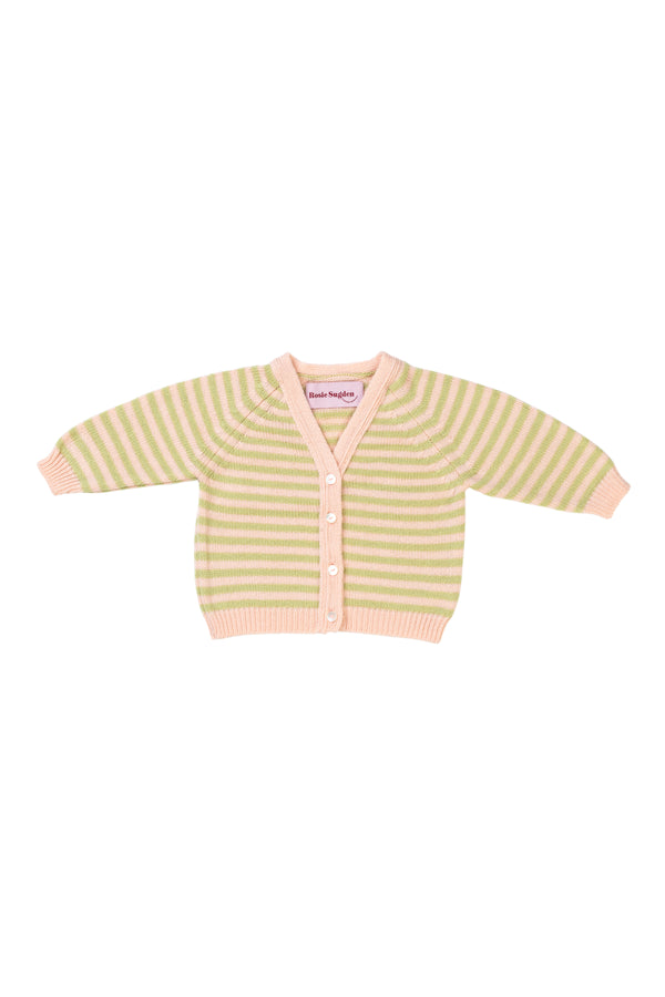 Baby + Children's Stripy Cashmere Cardigan, Rose Beige + Halkidiki