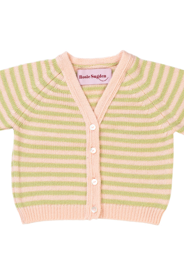 Baby + Children's Stripy Cashmere Cardigan, Rose Beige + Halkidiki