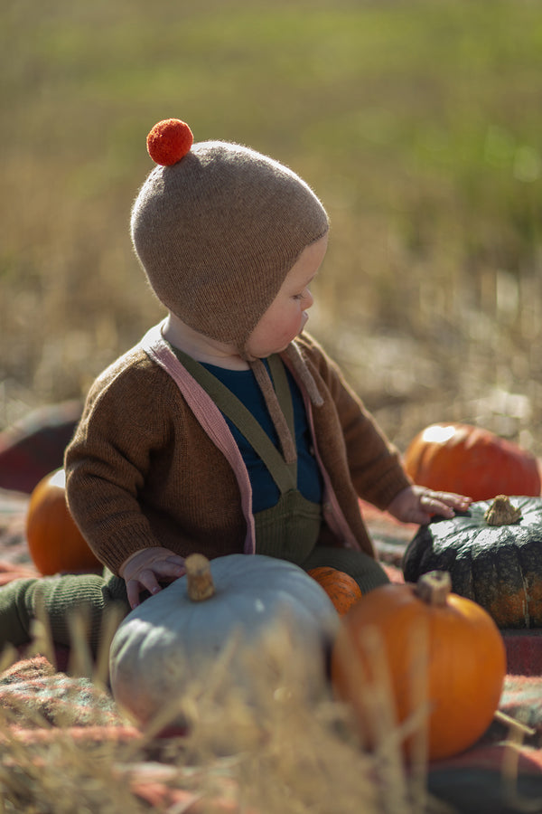 Cashmere Baby Bonnet, Mushroom with Flare Pom