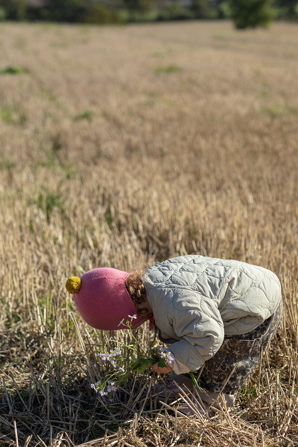 Cashmere Baby Bonnet, Venetian Rose with Gold Dust Pom