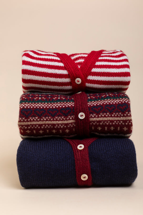 Baby + Children's Contrast-Trim Cashmere Cardigan, Blackberry + Jam