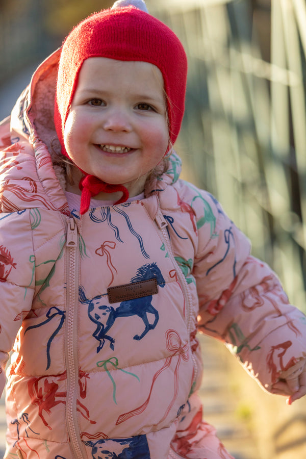 "My First Christmas" Cashmere Baby Bonnet, Festive Red with White Pom