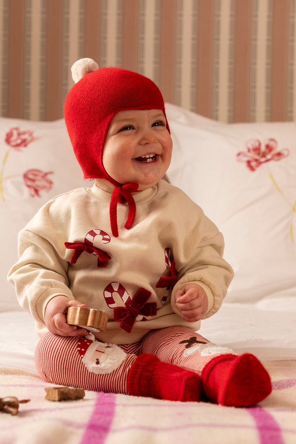 "My First Christmas" Cashmere Baby Bootees, Bright Festive Red
