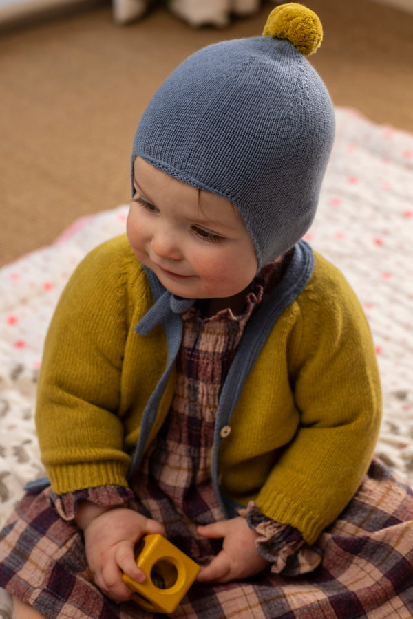 Cashmere Baby Bonnet, Mermaid with Gold Dust Pom