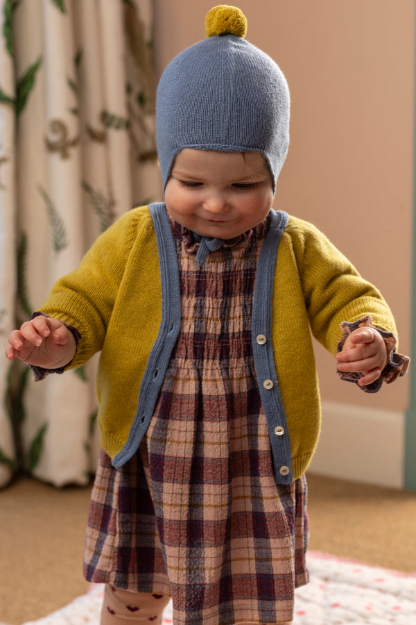Cashmere Baby Bonnet, Mermaid with Gold Dust Pom