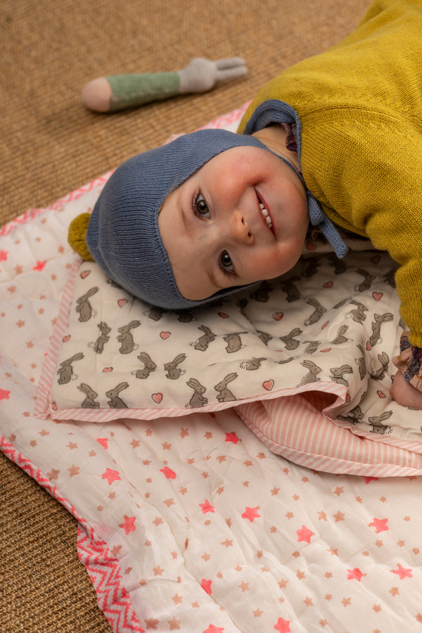 Cashmere Baby Bonnet, Mermaid with Gold Dust Pom