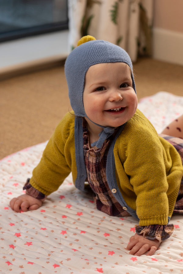 Cashmere Baby Bonnet, Mermaid with Gold Dust Pom