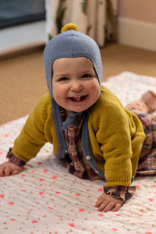 Cashmere Baby Bonnet, Mermaid with Gold Dust Pom