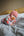 Cashmere Baby Bonnet, Venetian Rose with Gold Dust Pom