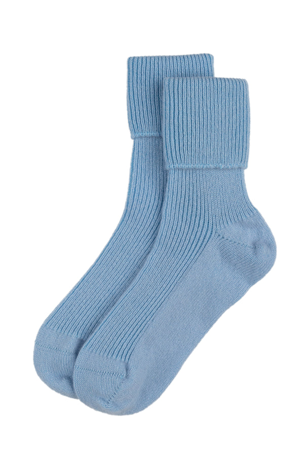Cashmere Bed Socks, Spa Blue