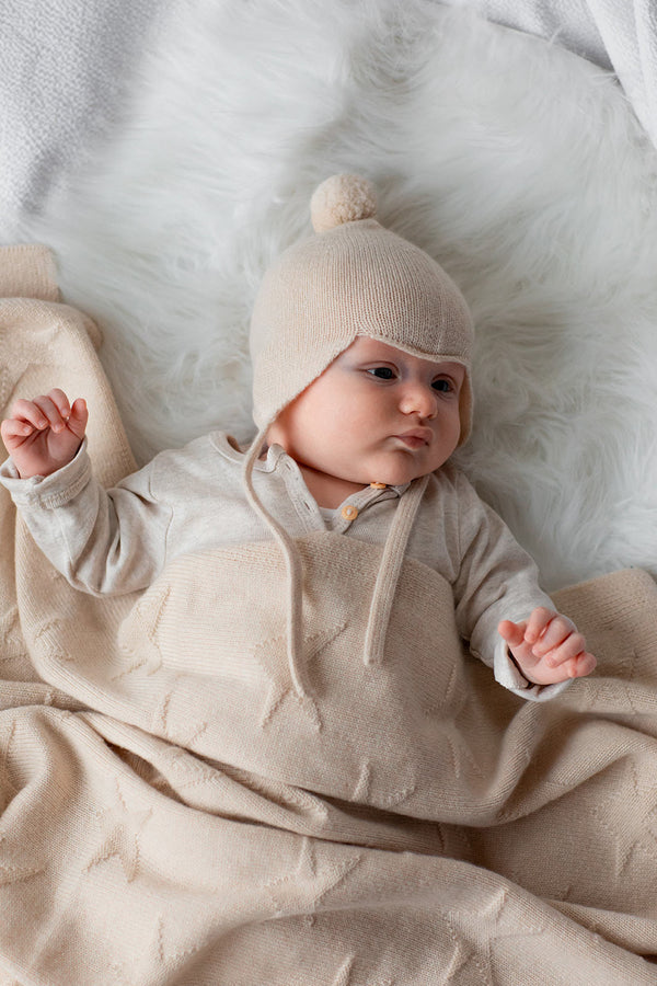 Cashmere Baby Bonnet, Ivory
